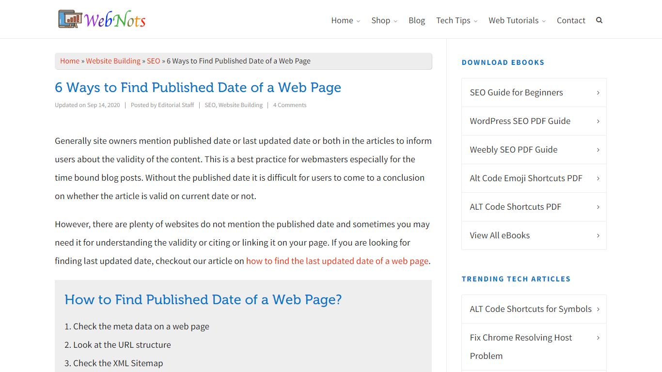 6 Ways to Find Published Date of a Web Page – WebNots